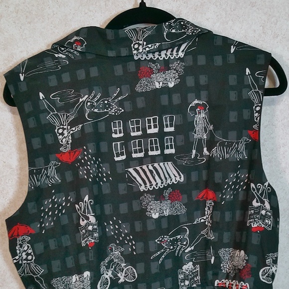 LKNW ModCloth Whimsical Goth Puff Skirt Dress Button Down, Waist Tie Lining SzXL - Picture 9 of 13